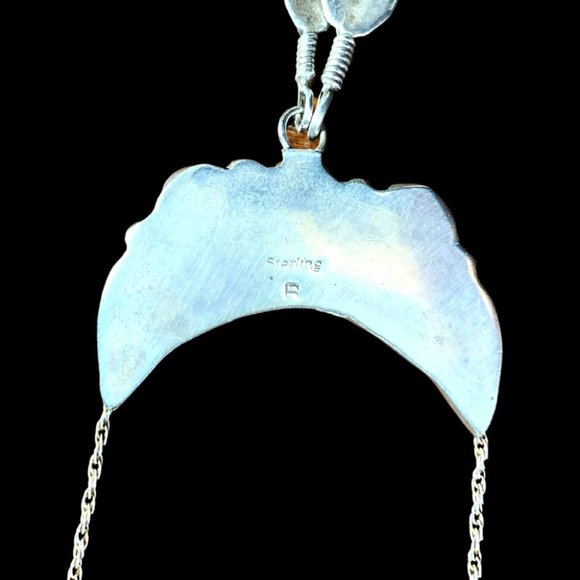 Vintage Navajo Handmade Turquoise & Sterling Silver Feather Necklace NWOT - Picture 4 of 4